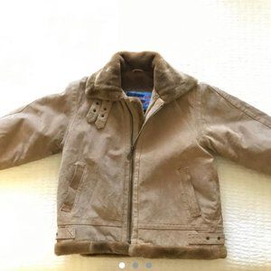 Vintage Faux Fur Lined Moto Jacket with Buckles